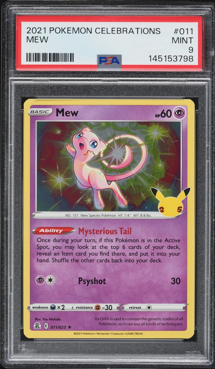 2021 Pokemon Sword & Shield Celebrations Holo Mew #11 PSA 9 MINT