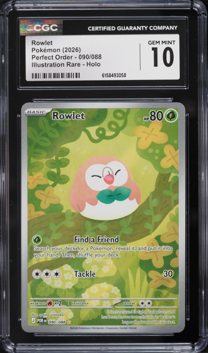 2026 Pokemon Mega Evolution Perfect Order IR Rowlet #90 CGC 10 GEM MINT