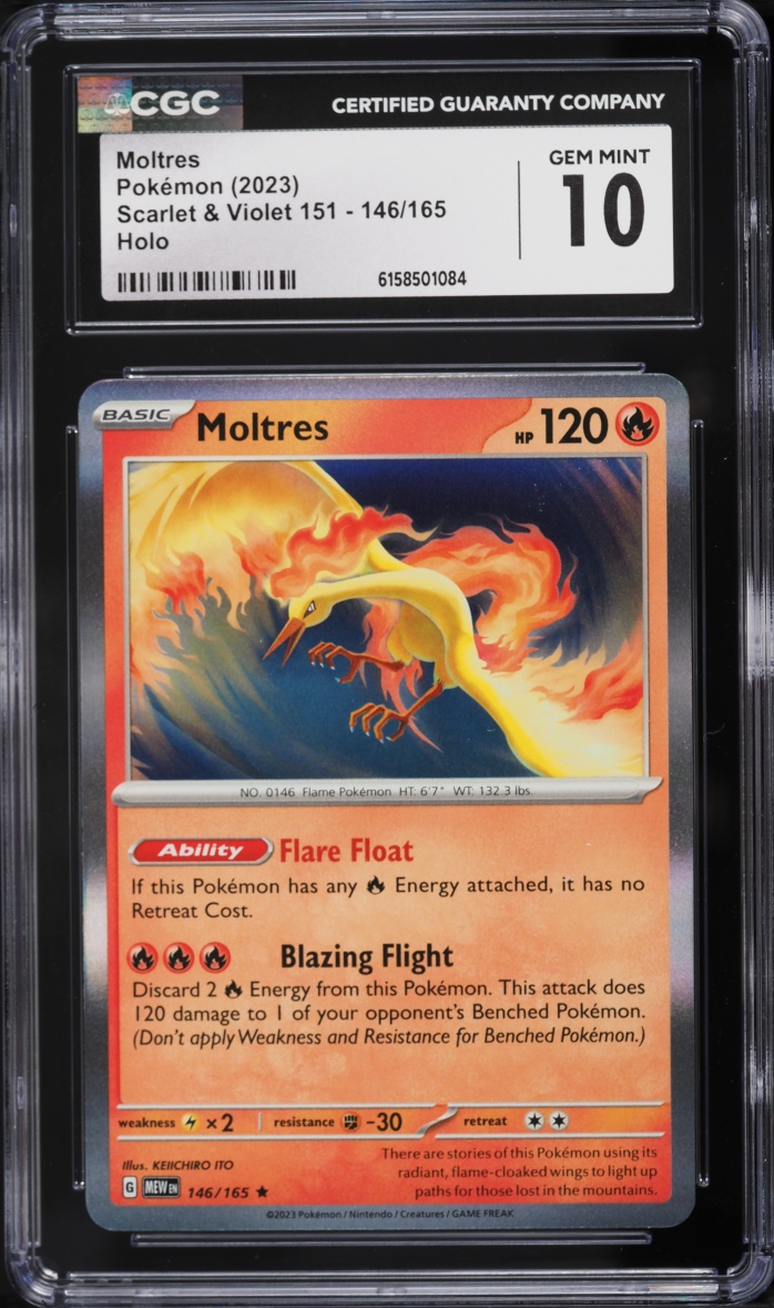 2023 Pokemon Scarlet & Violet 151 Holo Moltres #146 CGC 10 GEM MINT