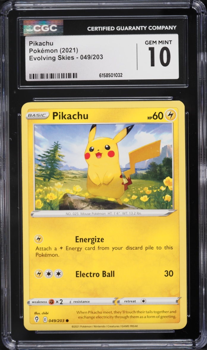 2021 Pokemon Sword & Shield Evolving Skies Pikachu #49 CGC 10 GEM MINT