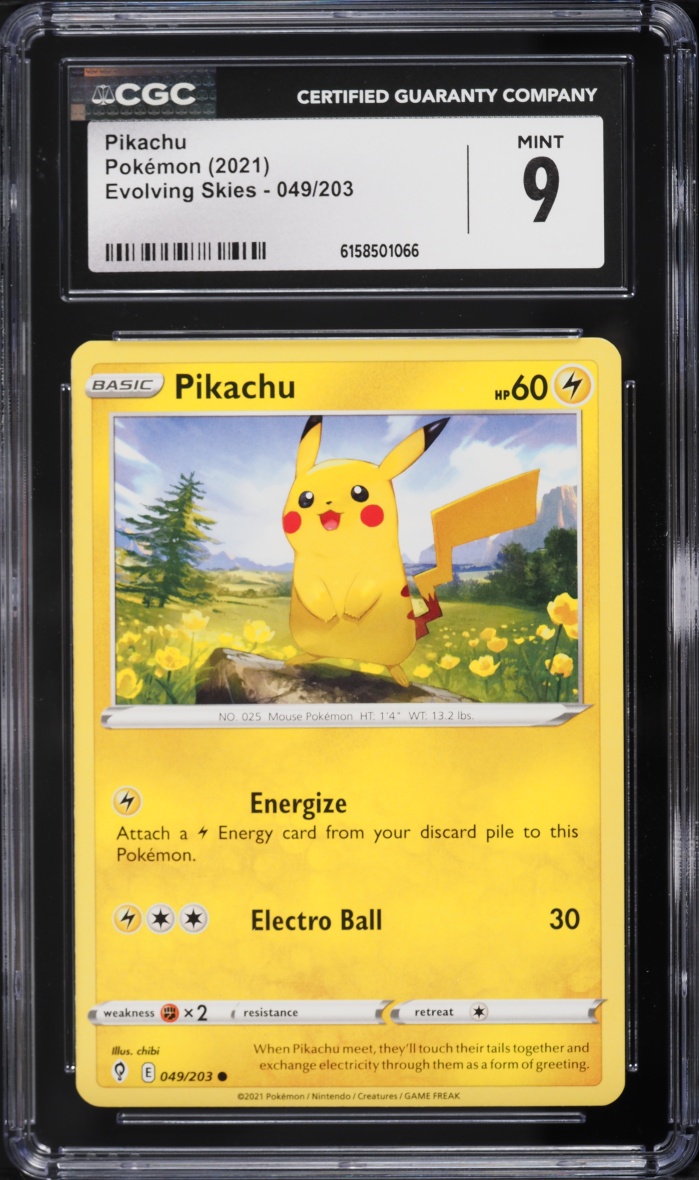 2021 Pokemon Sword & Shield Evolving Skies Pikachu #49 CGC 9 MINT