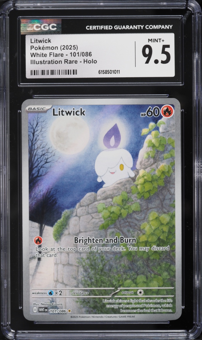 2025 Pokemon Scarlet & Violet White Flare IR Litwick #101 CGC 9.5 MINT+