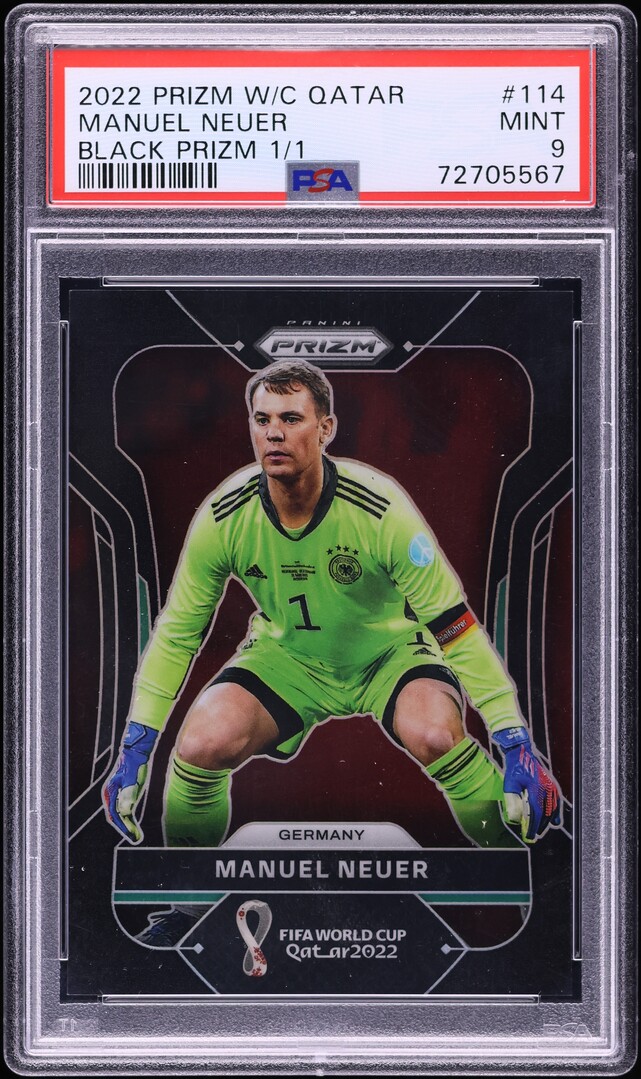 2022 Panini Prizm World Cup Qatar Black Manuel Neuer 1/1 #114 PSA 9 MINT