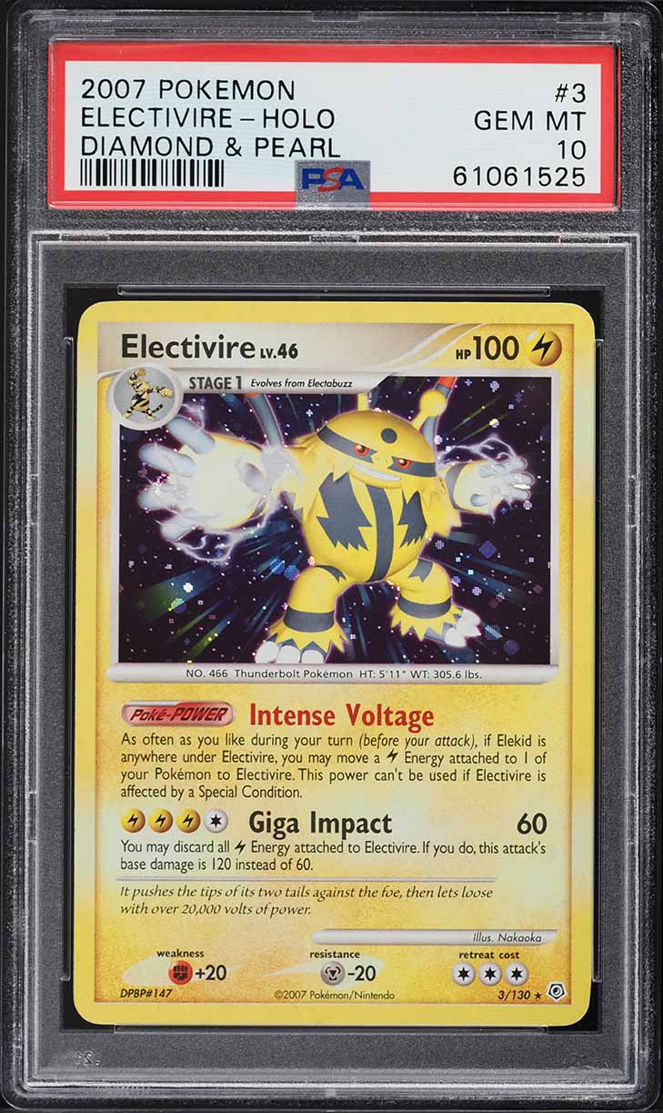 2007 Pokemon Diamond & Pearl Holo Electivire #3 PSA 10 GEM MINT