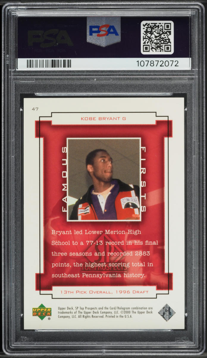 2000 SP Top Prospects Famous Firsts Kobe Bryant /3000 #47 PSA 9 MINT