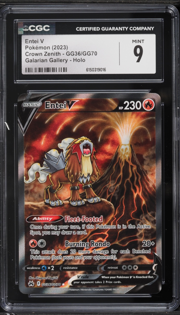 2023 Pokemon Sword & Shield Crown Zenith Galarian Gallery Alt Art Entei V #GG36 CGC 9 MINT