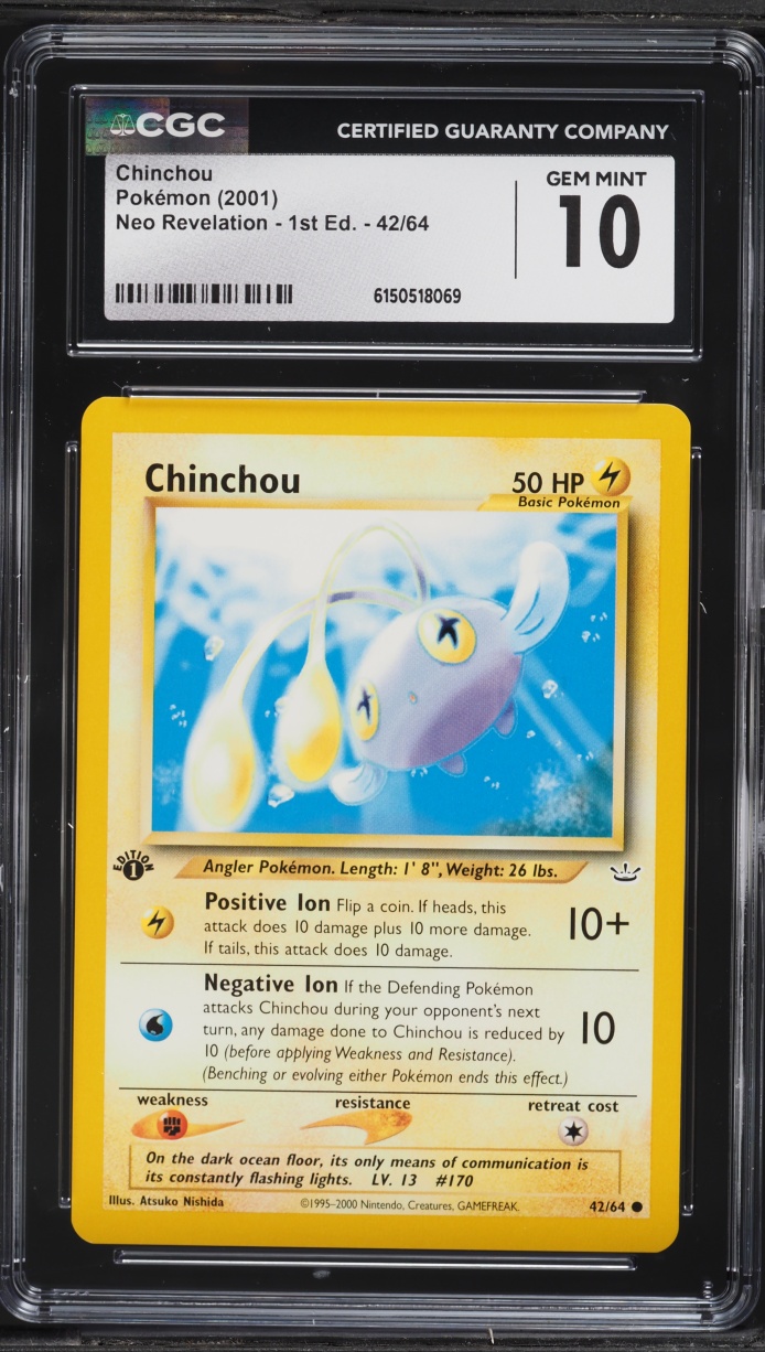 2001 Pokemon Neo Revelation 1st Edition Chinchou #42 CGC 10 GEM MINT