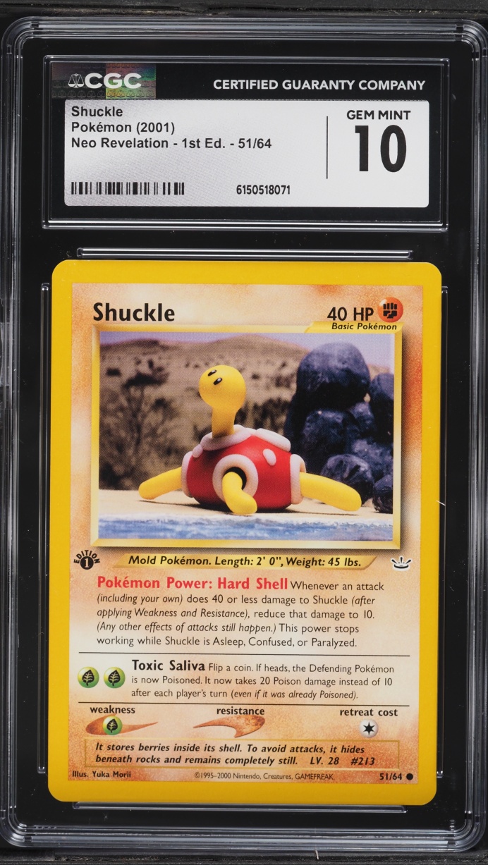 2001 Pokemon Neo Revelation 1st Edition Shuckle #51 CGC 10 GEM MINT