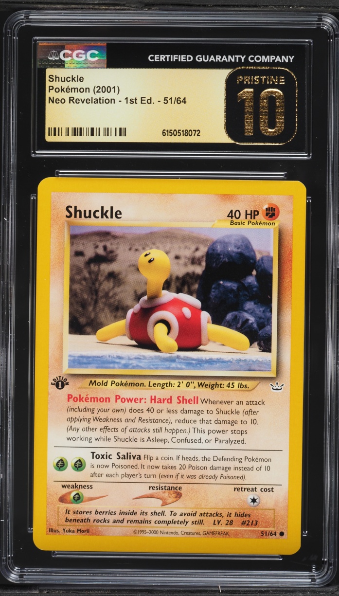 2001 Pokemon Neo Revelation 1st Edition Shuckle #51 CGC 10 PRISTINE