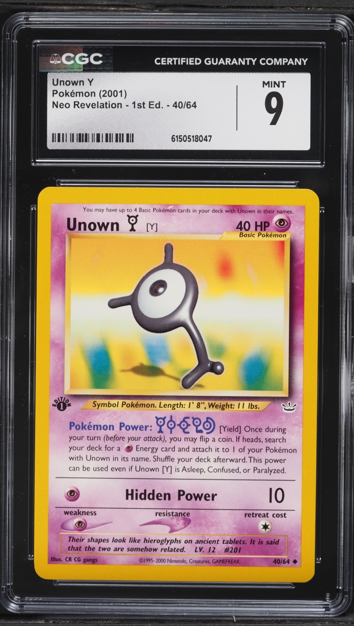 2001 Pokemon Neo Revelation 1st Edition Unown Y #40 CGC 9 MINT