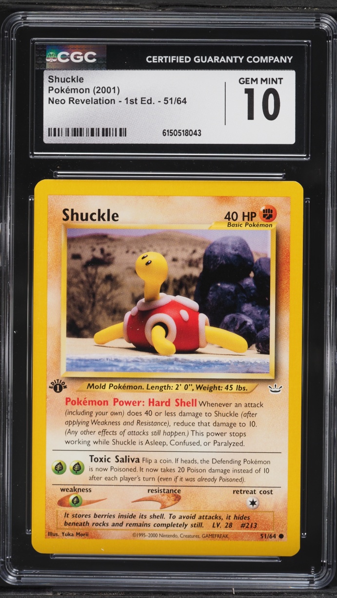 2001 Pokemon Neo Revelation 1st Edition Shuckle #51 CGC 10 GEM MINT