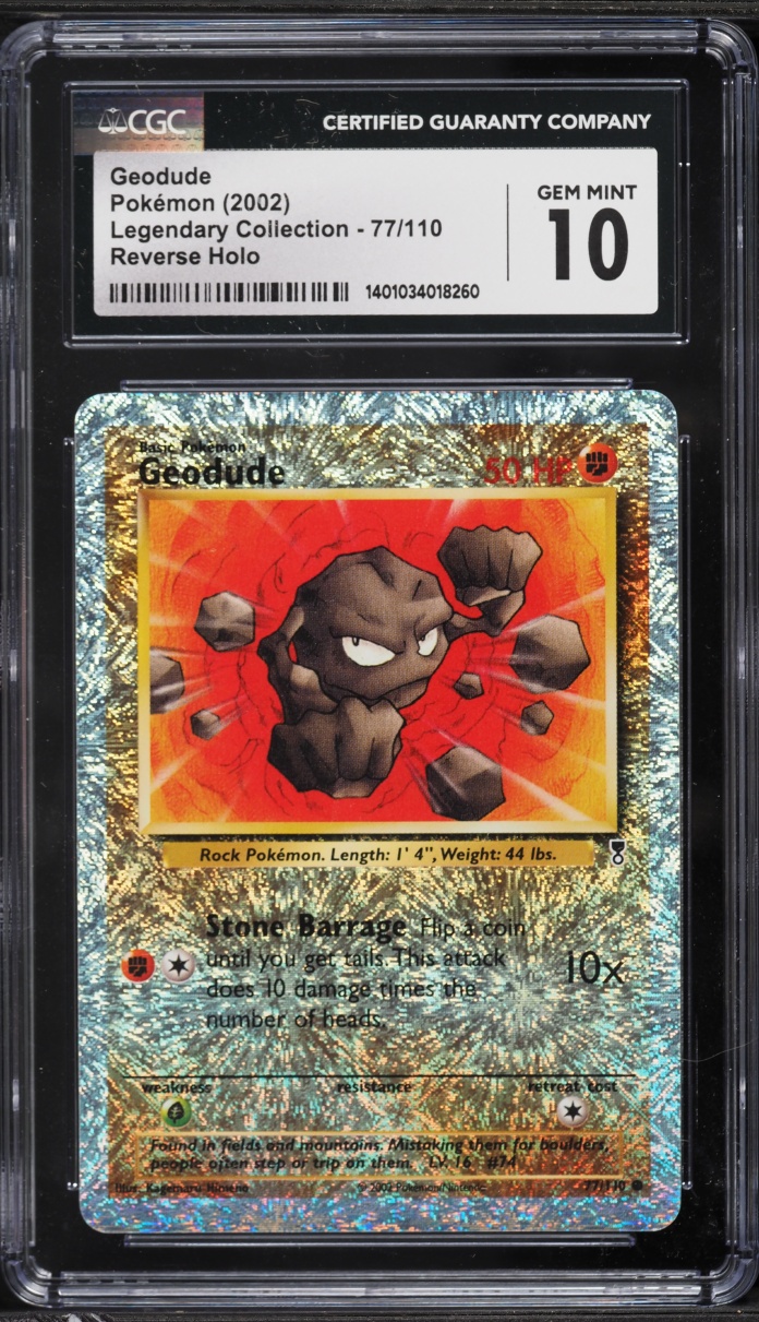 2002 Pokemon Legendary Collection Reverse Holo Geodude #77 CGC 10 GEM MINT