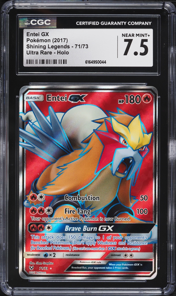 2017 Pokemon Sun & Moon Shining Legends Full Art Entei GX #71 CGC 7.5 NRMT+