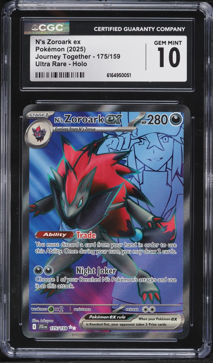 2025 Pokemon Scarlet & Violet Journey Together Full Art N's Zoroark EX #175 CGC 10 GEM MINT