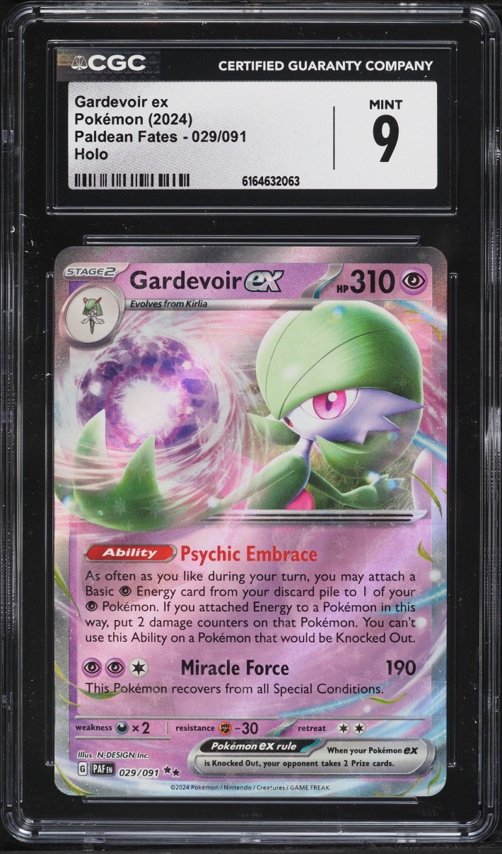 2024 Pokemon Scarlet & Violet Paldean Fates Holo Gardevoir ex #29 CGC 9 MINT