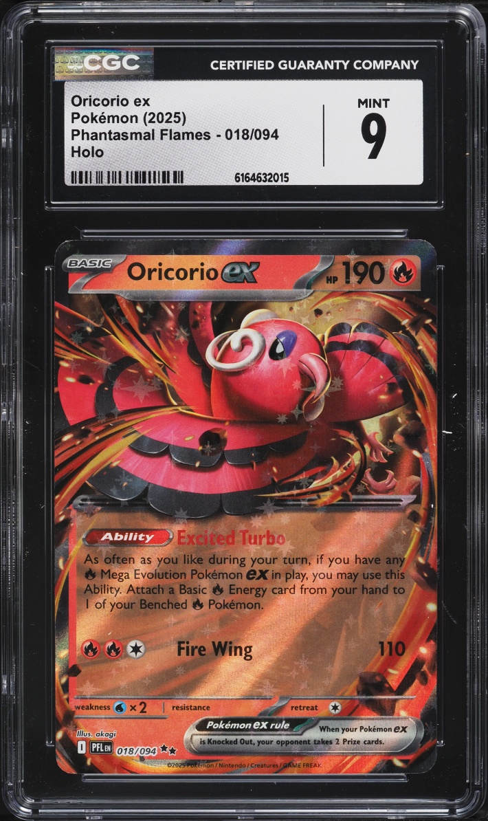 2025 Pokemon Mega Evolution Phantasmal Flames Holo Oricorio ex #18 CGC 9 MINT