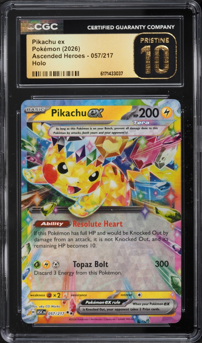 2026 Pokemon Mega Evolution Ascended Heroes Holo Pikachu Ex #57 CGC 10 Pristine