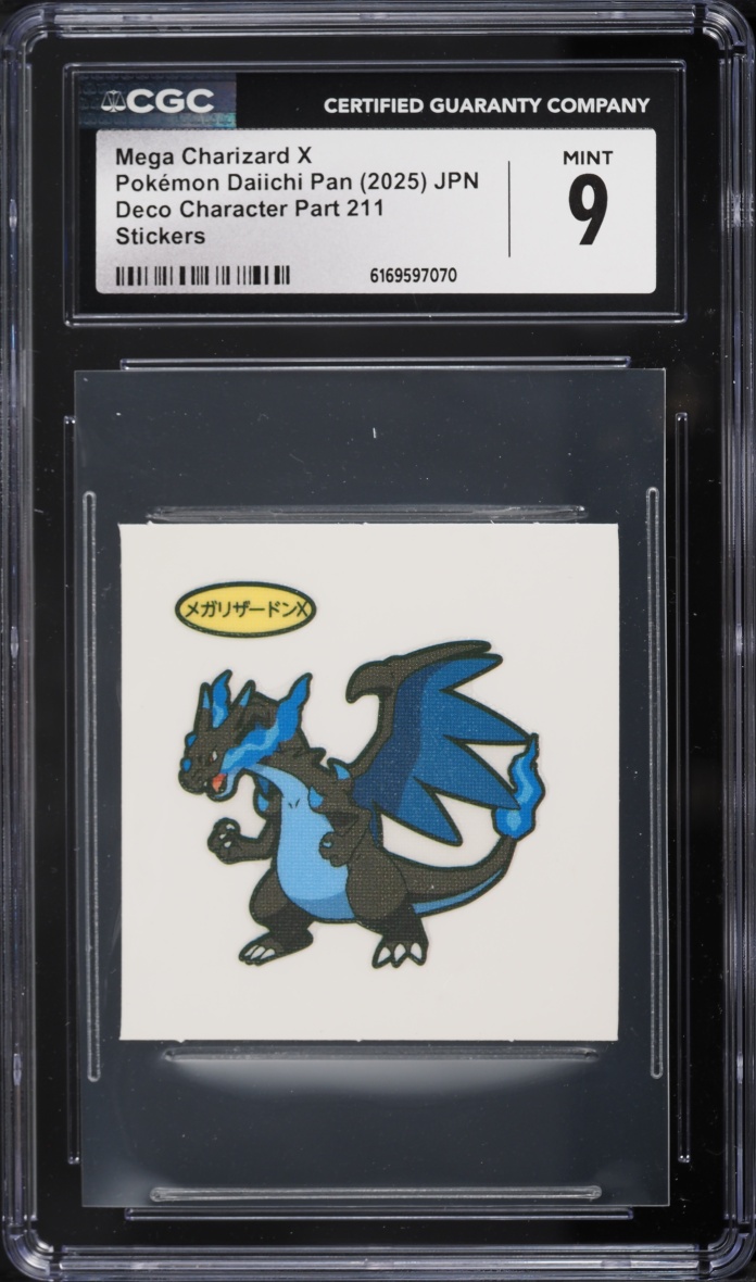 2025 Pokemon Japanese Daiichi Pan Deco Character Part 211 Stickers Mega Charizard X CGC 9 Mint