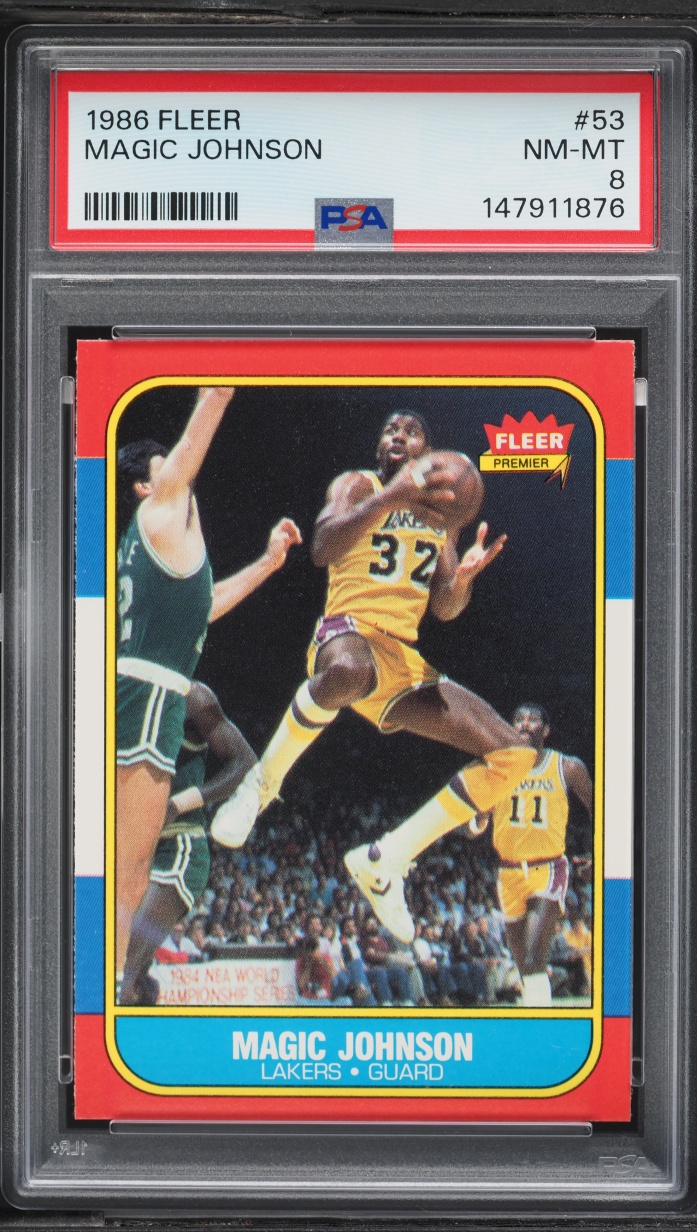 1986 Fleer Basketball Magic Johnson #53 PSA 8 NM-MT