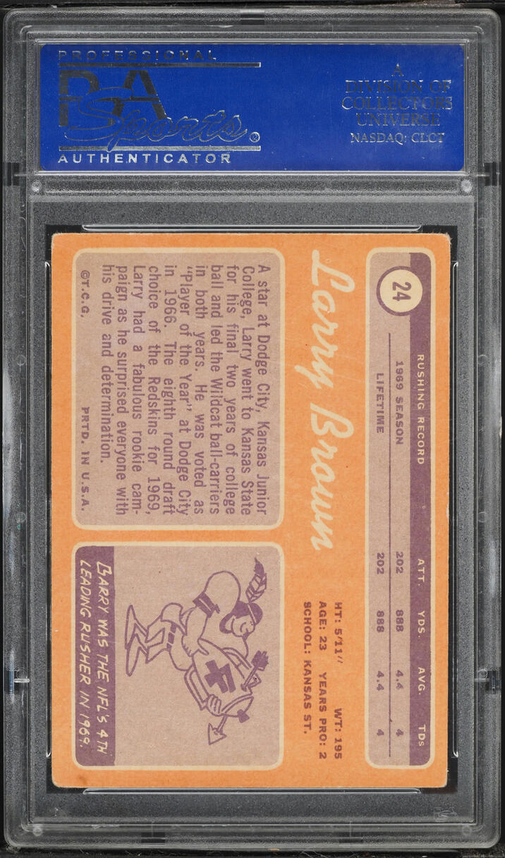 1970 Topps Football Larry Brown ROOKIE #24 PSA 3 VG