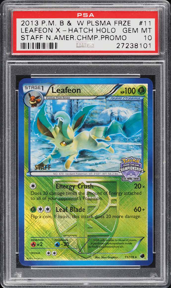 2013 Pokemon Black & White Plasma Freeze Crosshatch Holo Leafeon #11 PSA 10 GEM