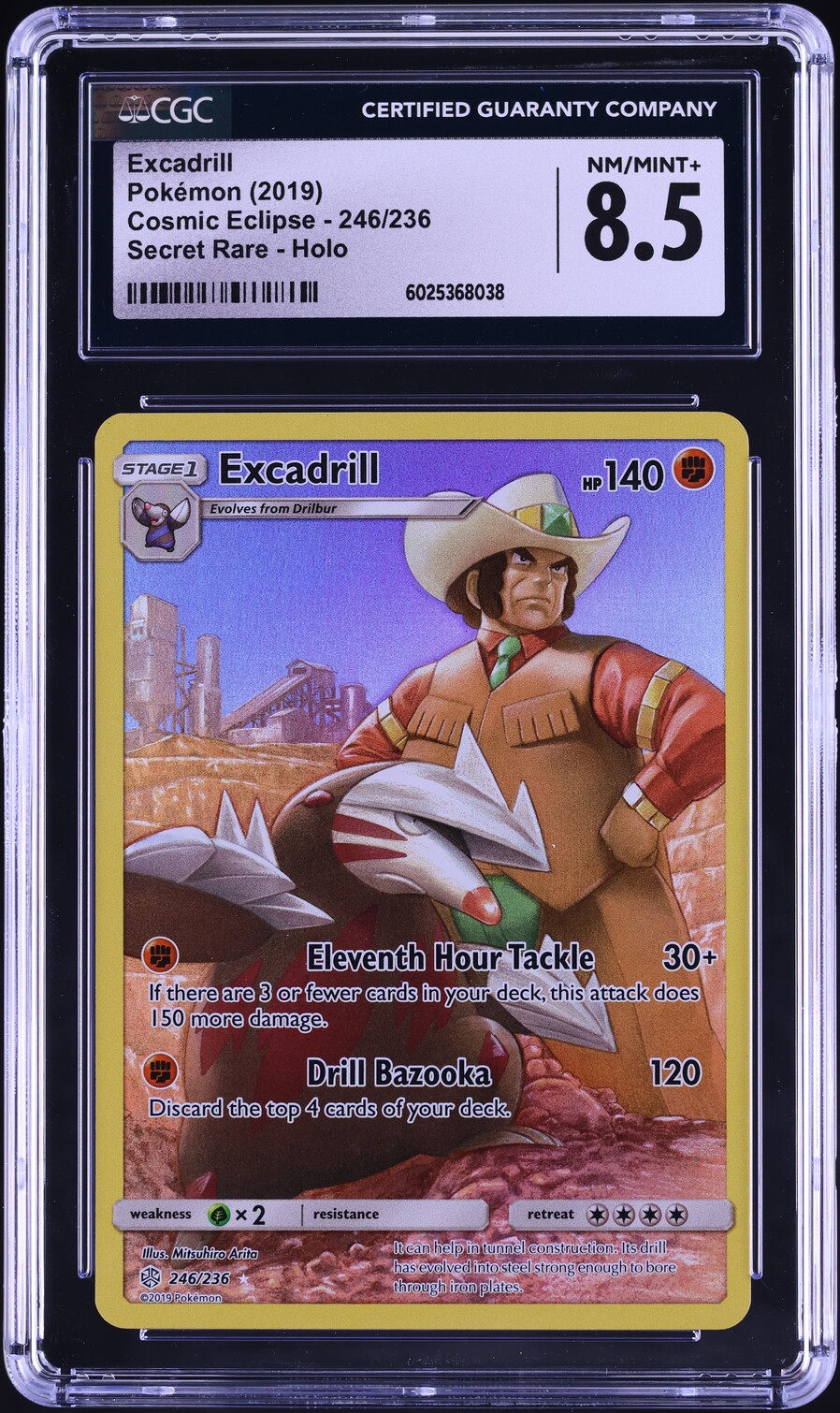 2019 Pokemon SWSH Cosmic Eclipse Full Art Excadrill #246 CGC 8.5 NM-MT+