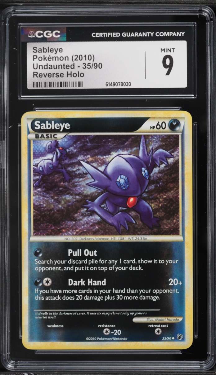 2010 Pokemon HeartGold & SoulSilver Undaunted Reverse Holo Sableye #35 CGC 9 MINT