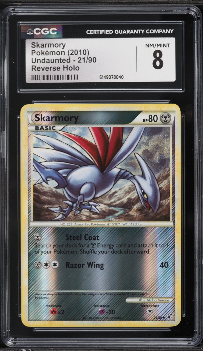 2010 Pokemon HeartGold & SoulSilver Undaunted Reverse Holo Skarmory #21 CGC 8 NM-MT