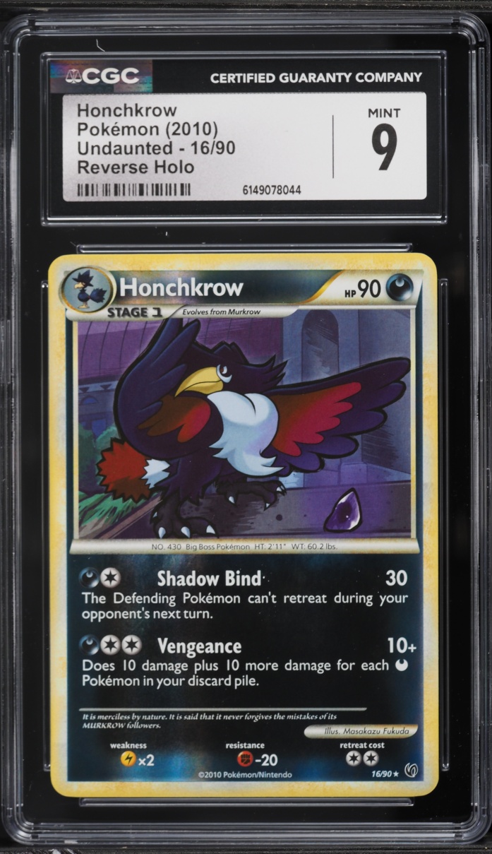 2010 Pokemon HeartGold & SoulSilver Undaunted Reverse Holo Honchkrow #16 CGC 9 MINT