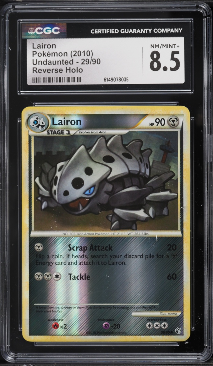 2010 Pokemon HeartGold & SoulSilver Undaunted Reverse Holo Lairon #29 CGC 8.5 NM-MT+