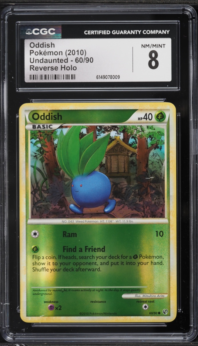 2010 Pokemon HeartGold & SoulSilver Undaunted Reverse Holo Oddish #60 CGC 8 NM-MT