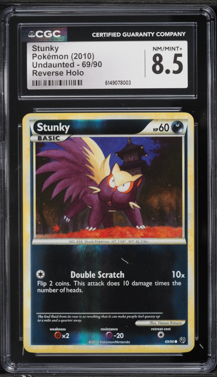 2010 Pokemon HeartGold & SoulSilver Undaunted Reverse Holo Stunky #69 CGC 8.5 NM-MT+