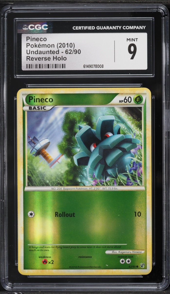 2010 Pokemon HeartGold & SoulSilver Undaunted Reverse Holo Pineco #62 CGC 9 MINT