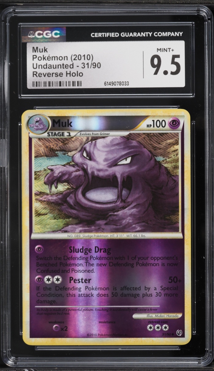2010 Pokemon HeartGold & SoulSilver Undaunted Reverse Holo Muk #31 CGC 9.5 MINT+