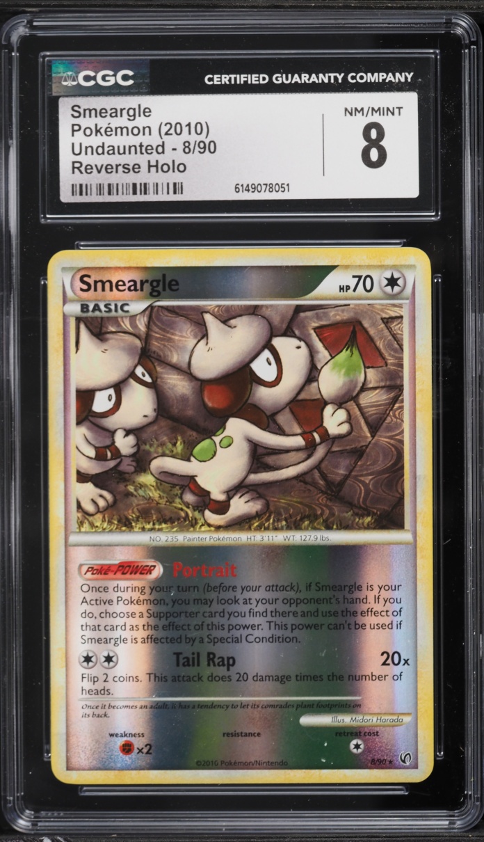2010 Pokemon HeartGold & SoulSilver Undaunted Reverse Holo Smeargle #8 CGC 8 NM-MT