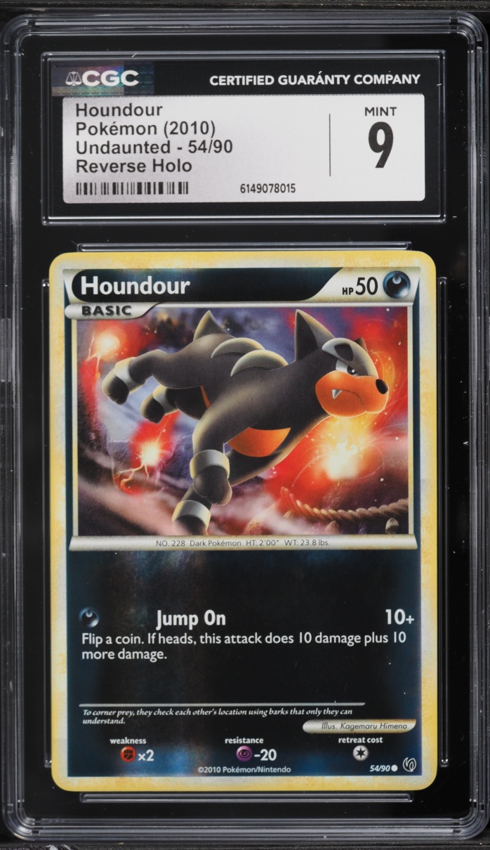 2010 Pokemon HeartGold & SoulSilver Undaunted Reverse Holo Houndour #54 CGC 9 MINT