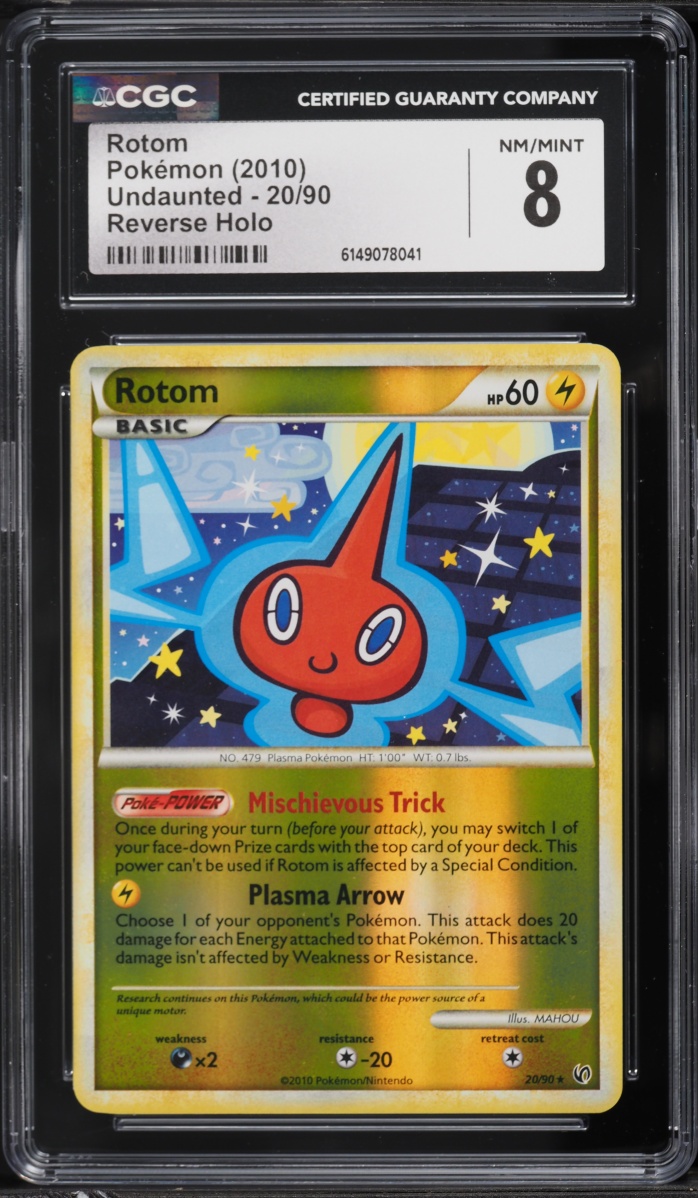 2010 Pokemon HeartGold & SoulSilver Undaunted Reverse Holo Rotom #20 CGC 8 NM-MT