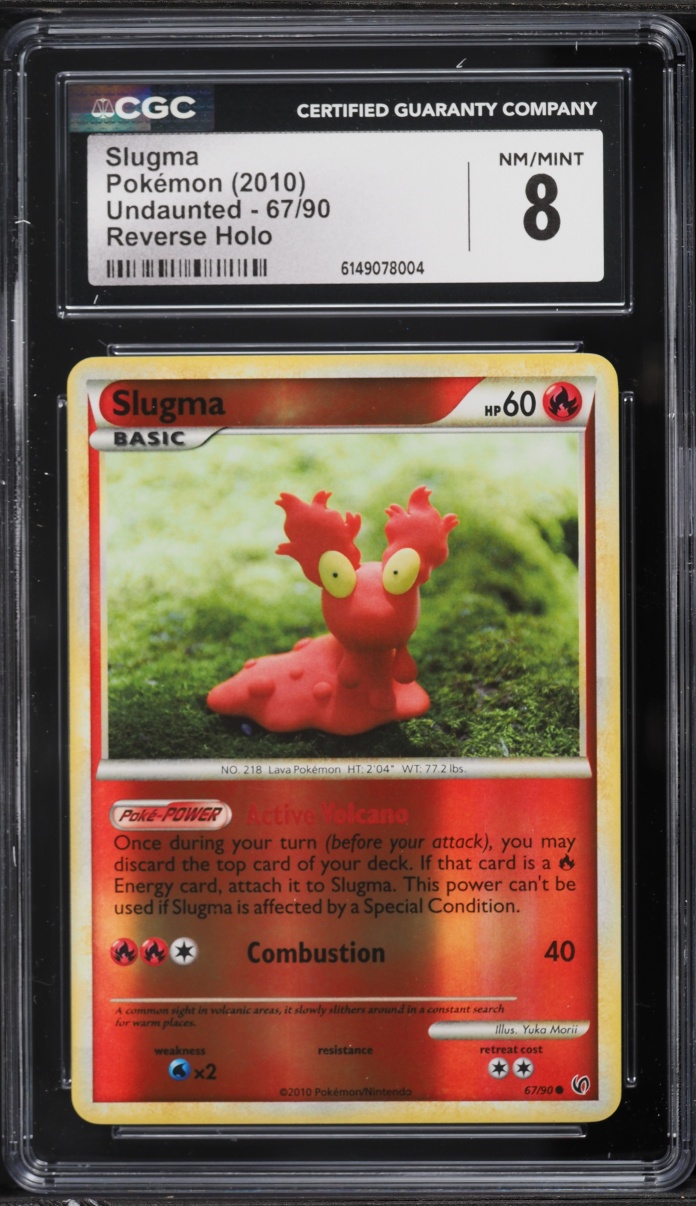 2010 Pokemon HeartGold & SoulSilver Undaunted Reverse Holo Slugma #67 CGC 8 NM-MT
