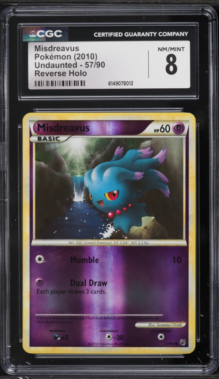 2010 Pokemon HeartGold & SoulSilver Undaunted Reverse Holo Misdreavus #57 CGC 8 NM-MT