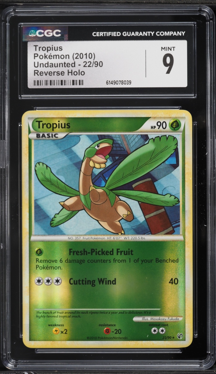 2010 Pokemon HeartGold & SoulSilver Undaunted Reverse Holo Tropius #22 CGC 9 MINT