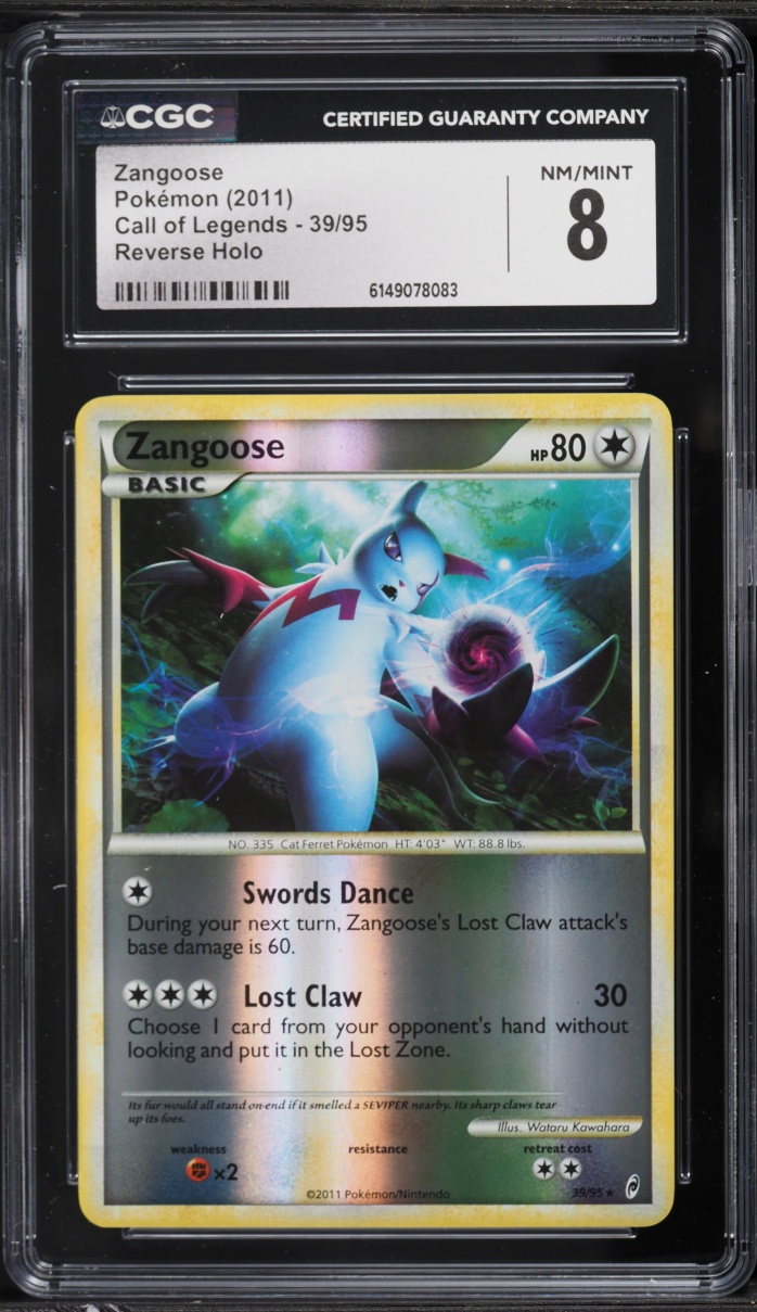 2011 Pokemon Call Of Legends Reverse Holo Zangoose #39 CGC 8 NM-MT