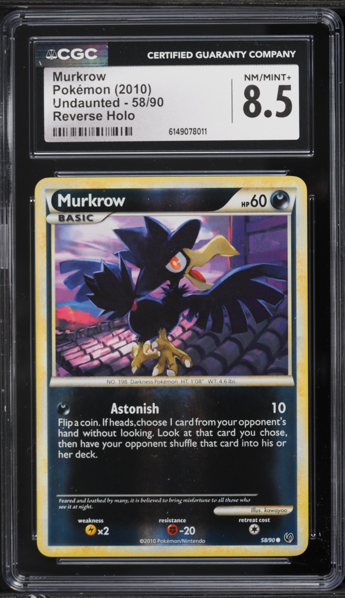 2010 Pokemon HeartGold & SoulSilver Undaunted Reverse Holo Murkrow #58 CGC 8.5 NM-MT+