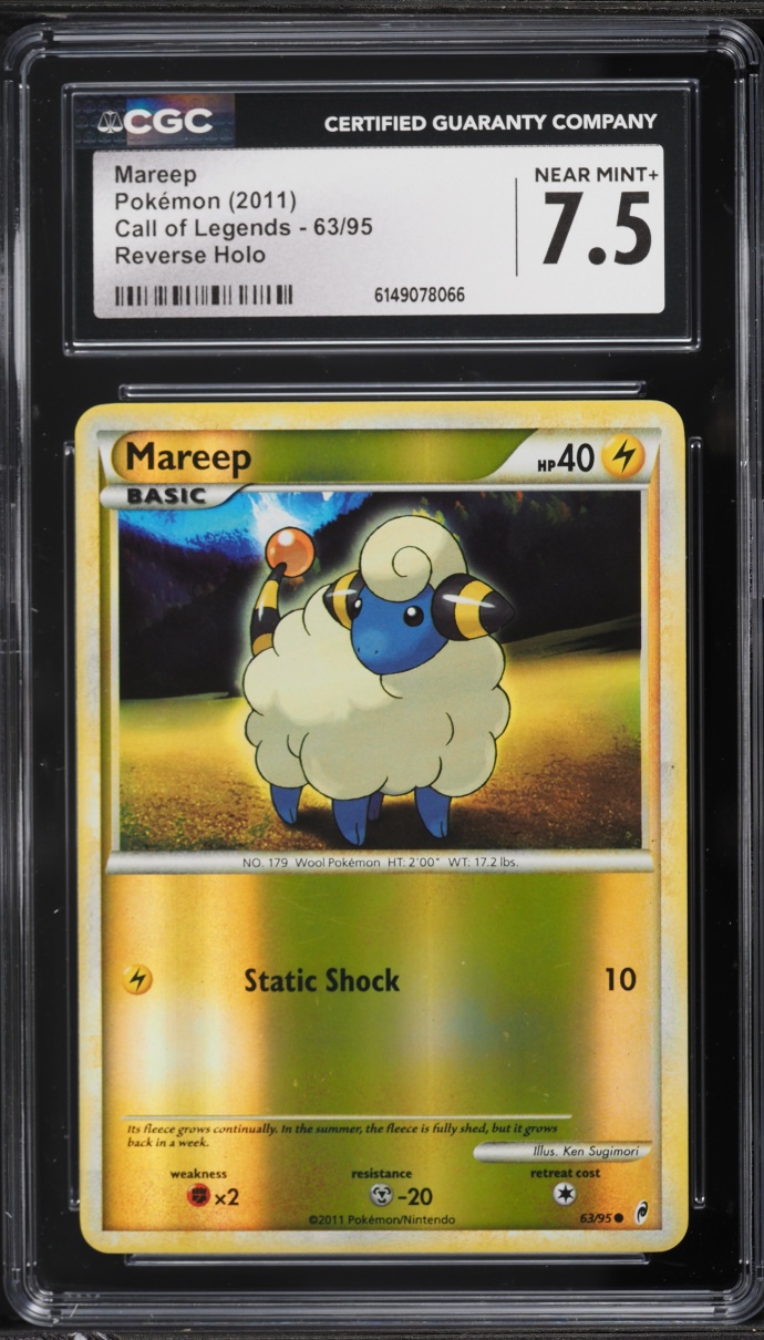 2011 Pokemon Call Of Legends Reverse Holo Mareep #63 CGC 7.5 NRMT+