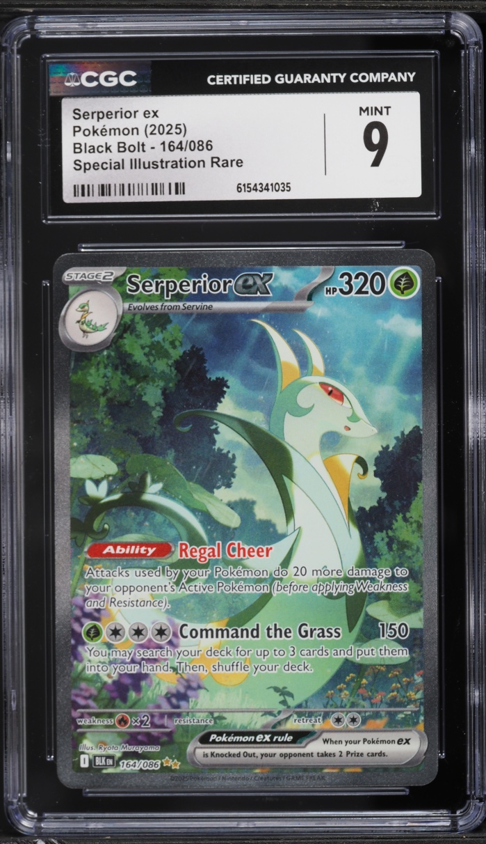 2025 Pokemon Scarlet & Violet Black Bolt SIR Serperior Ex #164 CGC 9 MINT