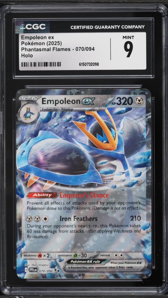 2025 Pokemon Mega Evolution Phantasmal Flames Holo Empoleon EX #70 CGC 9 MINT