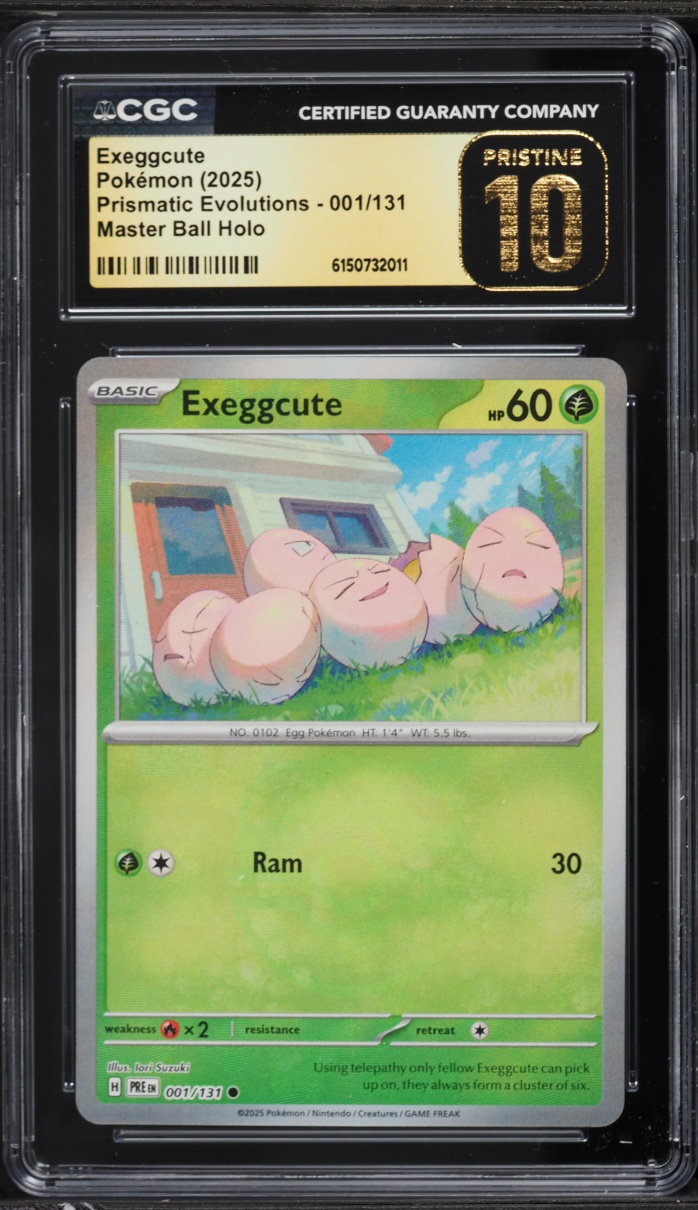 2025 Pokemon SV Prismatic Evolutions Master Ball Holo Exeggcute #1 CGC 10 PRISTINE