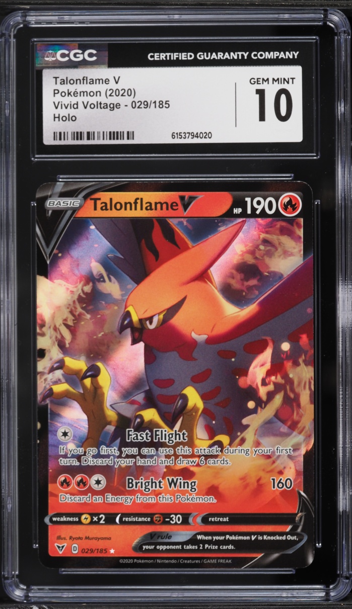 2020 Pokemon Sword & Shield Vivid Voltage Holo Talonflame V #29 CGC 10 GEM MINT