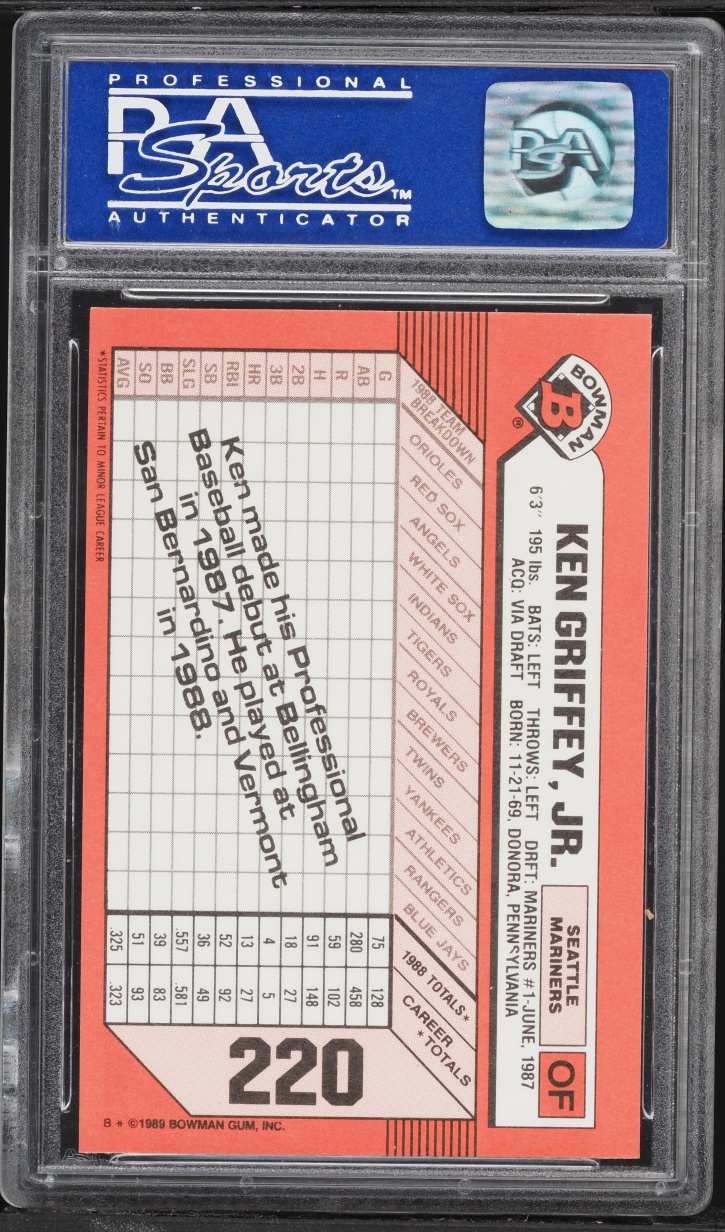 1989 Bowman Tiffany Ken Griffey Jr. ROOKIE #220 PSA 8 NM-MT