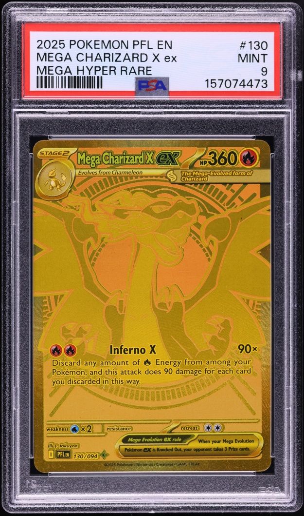2025 Pokemon Mega Evolution Phantasmal Flames MHR Mega Charizard X ex #130 PSA 9 MINT