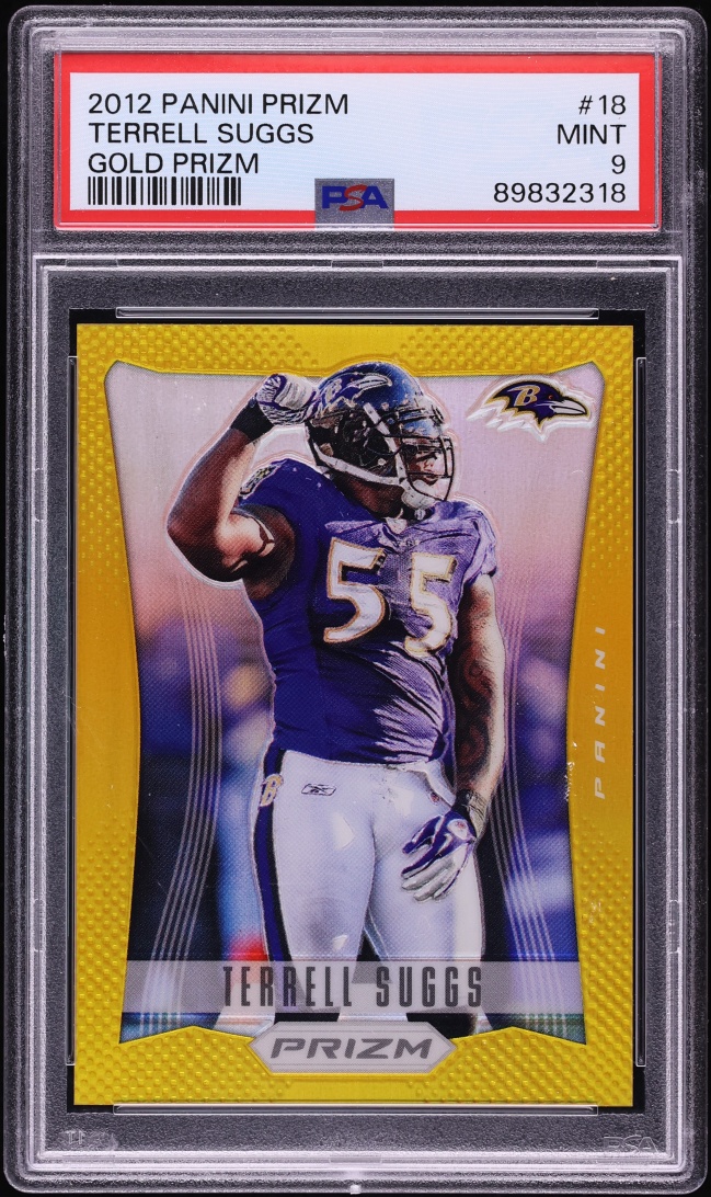 2012 Panini Prizm Gold Terrell Suggs 10/10 #18 PSA 9 MINT - Photo 1